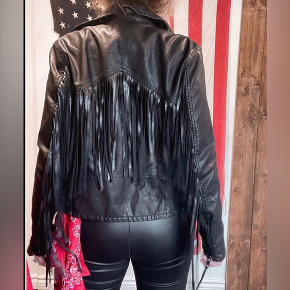 Faux Leather Fringe Jacket - READ DESCRIPTION - Picture 9 of 10
